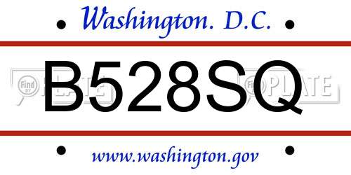 B528SQ District Of Columbia License Plate