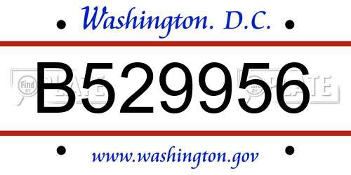 B529956 District Of Columbia License Plate