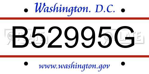 B52995G District Of Columbia License Plate