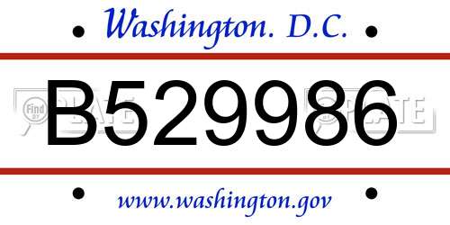 B529986 District Of Columbia License Plate