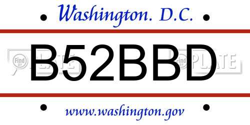 B52BBD District Of Columbia License Plate