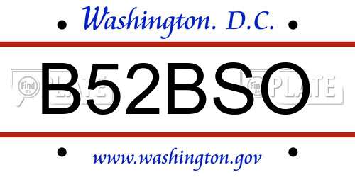 B52BSO District Of Columbia License Plate