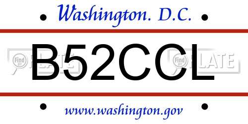 B52CCL District Of Columbia License Plate