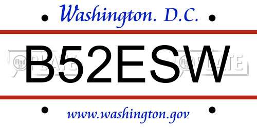 B52ESW District Of Columbia License Plate