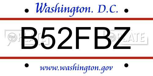 B52FBZ District Of Columbia License Plate