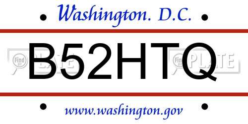 B52HTQ District Of Columbia License Plate