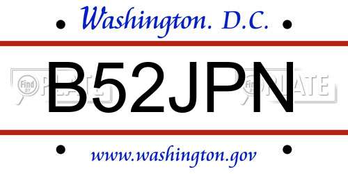 B52JPN District Of Columbia License Plate