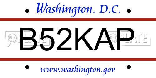 B52KAP District Of Columbia License Plate
