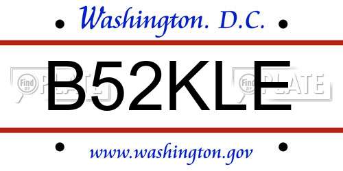 B52KLE District Of Columbia License Plate