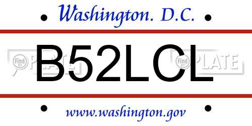 B52LCL District Of Columbia License Plate