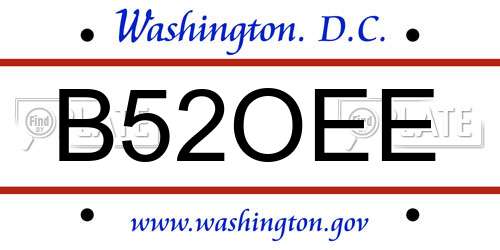 B52OEE District Of Columbia License Plate