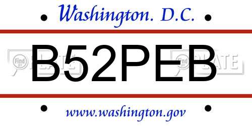 B52PEB District Of Columbia License Plate
