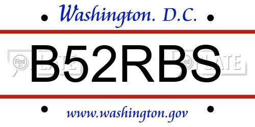 B52RBS District Of Columbia License Plate