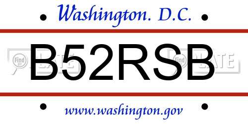 B52RSB District Of Columbia License Plate