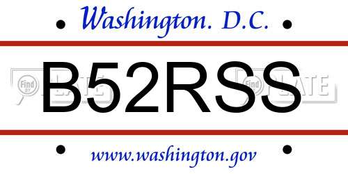 B52RSS District Of Columbia License Plate