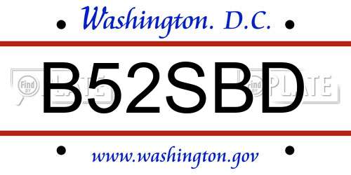 B52SBD District Of Columbia License Plate