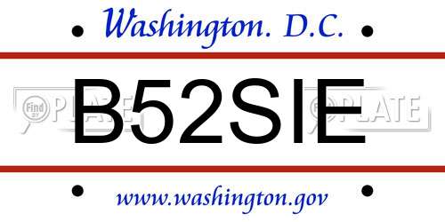 B52SIE District Of Columbia License Plate