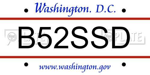 B52SSD District Of Columbia License Plate
