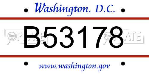 B53178 District Of Columbia License Plate
