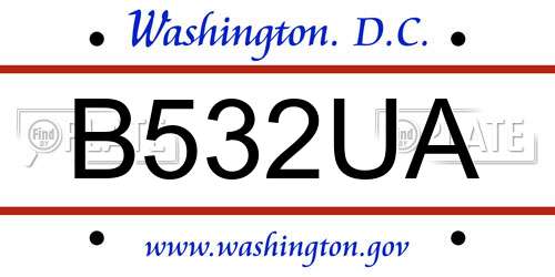 B532UA District Of Columbia License Plate