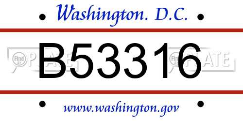 B53316 District Of Columbia License Plate