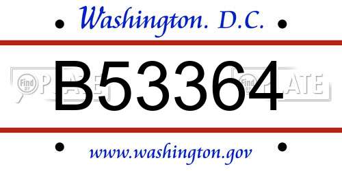 B53364 District Of Columbia License Plate
