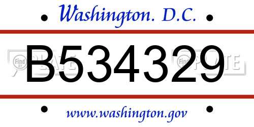 B534329 District Of Columbia License Plate