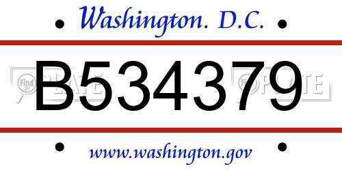 B534379 District Of Columbia License Plate