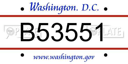B53551 District Of Columbia License Plate