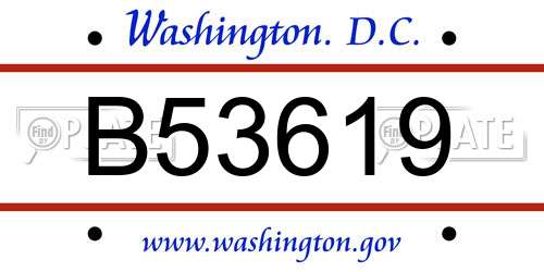 B53619 District Of Columbia License Plate