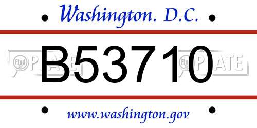 B53710 District Of Columbia License Plate