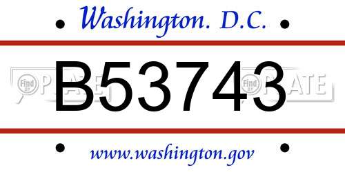 B53743 District Of Columbia License Plate