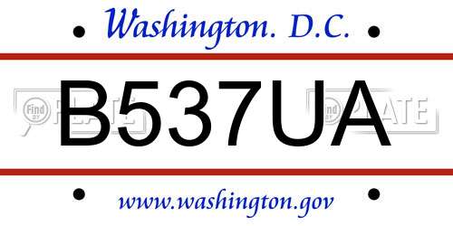B537UA District Of Columbia License Plate