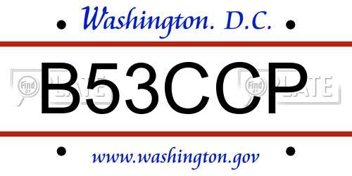 B53CCP District Of Columbia License Plate