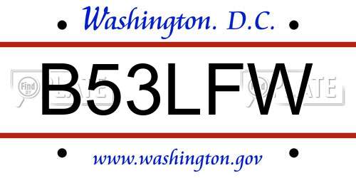 B53LFW District Of Columbia License Plate