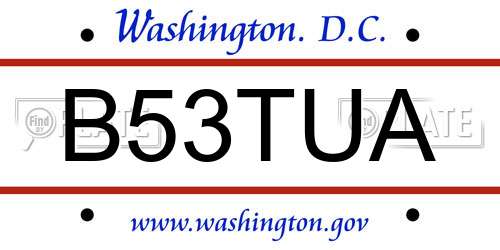 B53TUA District Of Columbia License Plate