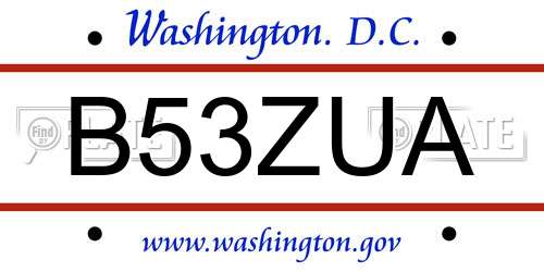 B53ZUA District Of Columbia License Plate
