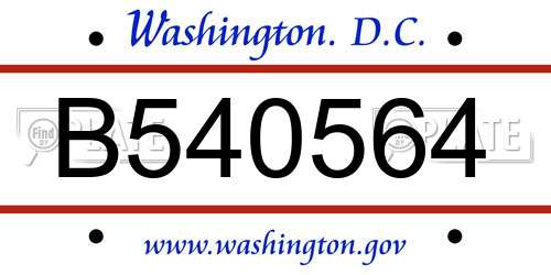 B540564 District Of Columbia License Plate