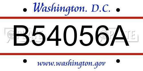 B54056A District Of Columbia License Plate