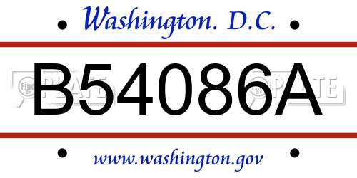 B54086A District Of Columbia License Plate