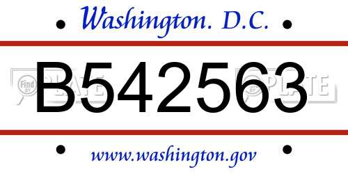 B542563 District Of Columbia License Plate