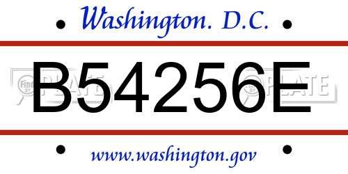 B54256E District Of Columbia License Plate