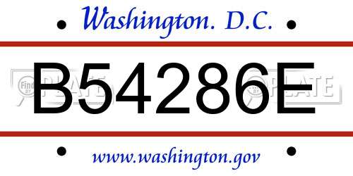 B54286E District Of Columbia License Plate