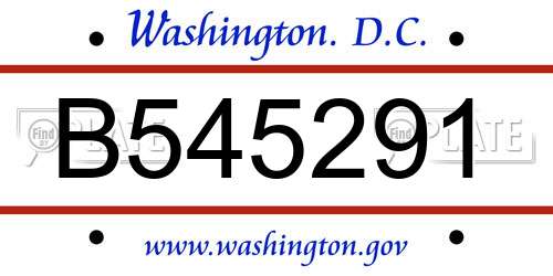 B545291 District Of Columbia License Plate