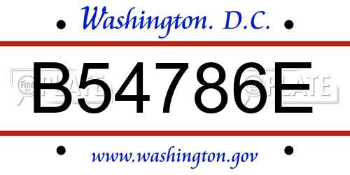 B54786E District Of Columbia License Plate