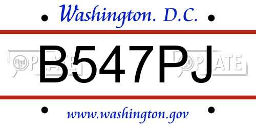 B547PJ District Of Columbia License Plate