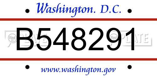 B548291 District Of Columbia License Plate