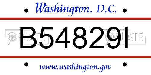 B54829I District Of Columbia License Plate