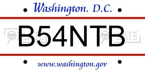 B54NTB District Of Columbia License Plate