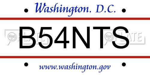 B54NTS District Of Columbia License Plate